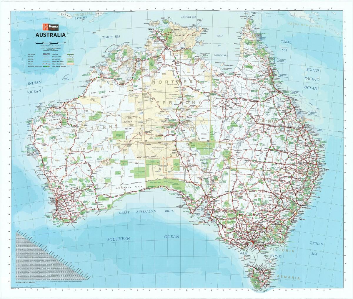 Mapa del país Australia