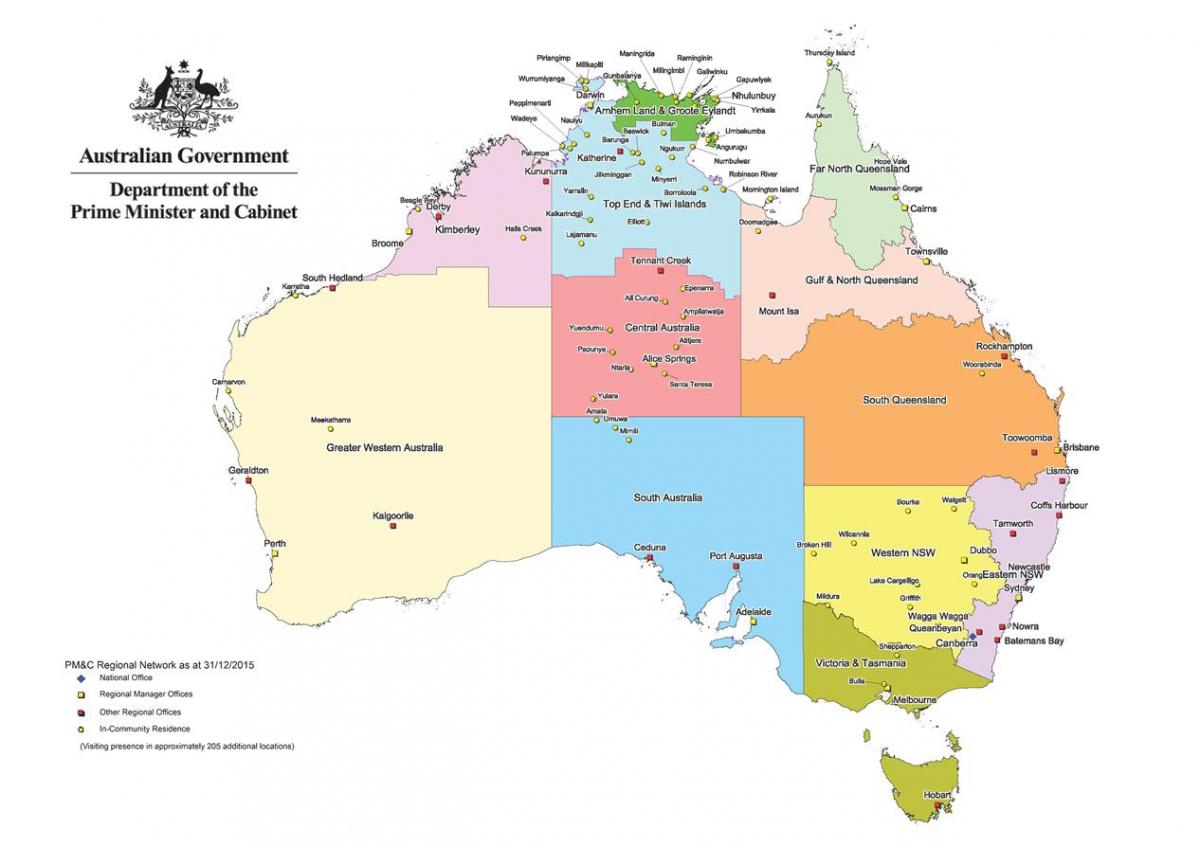 Mapa de las zonas de Australia