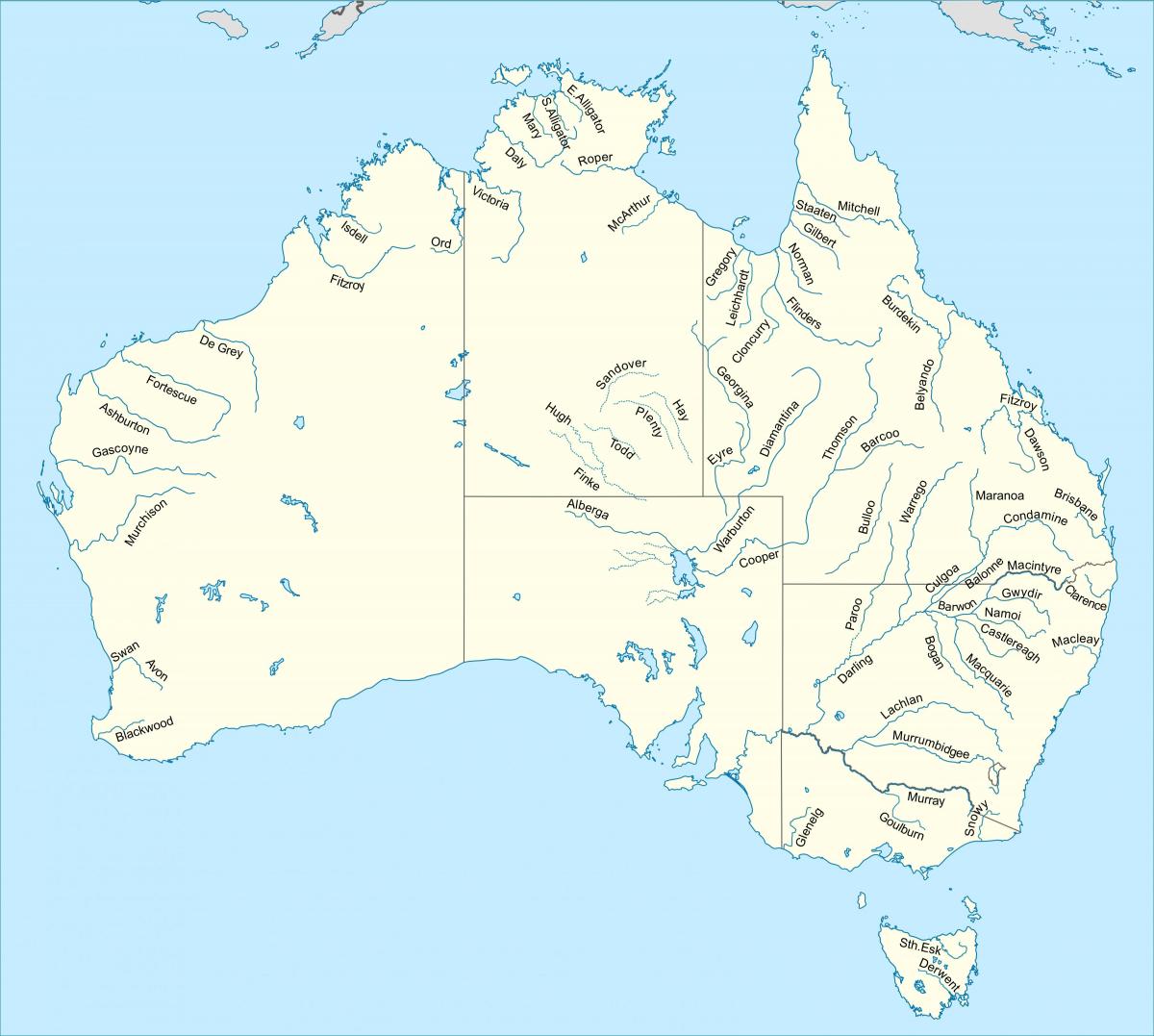 Mapa de los ríos de Australia