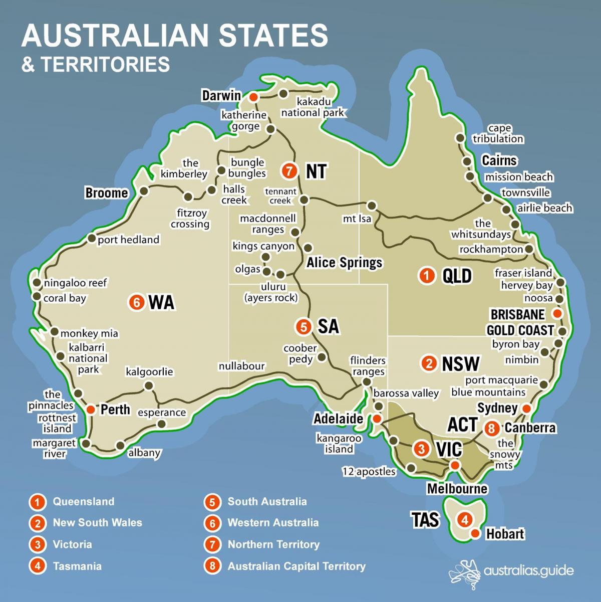 Mapa del estado de Australia