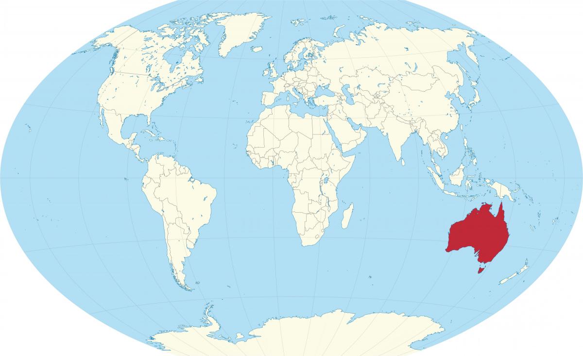 Ubicación de Australia en el mapa mundial