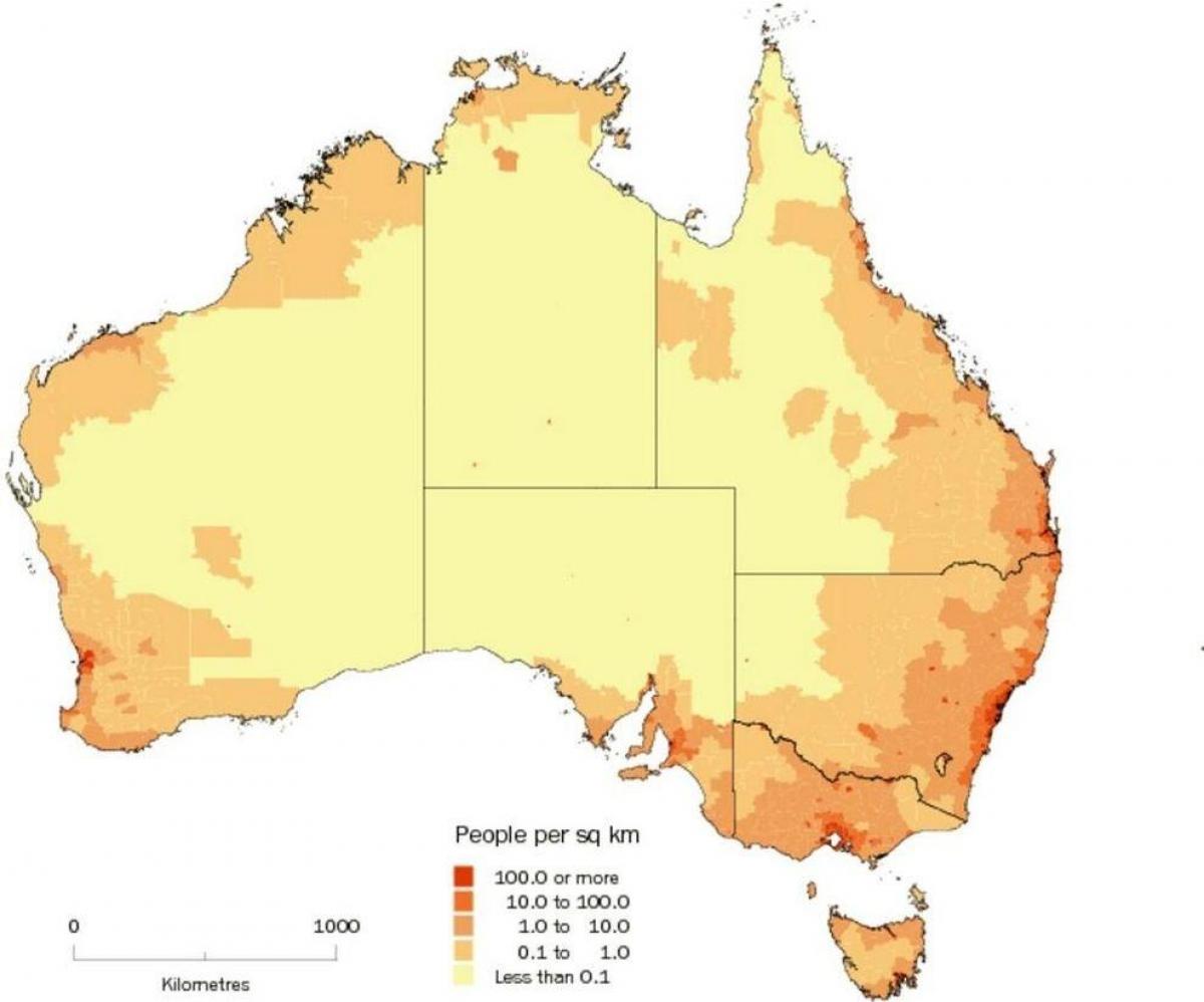 Mapa de densidad de Australia