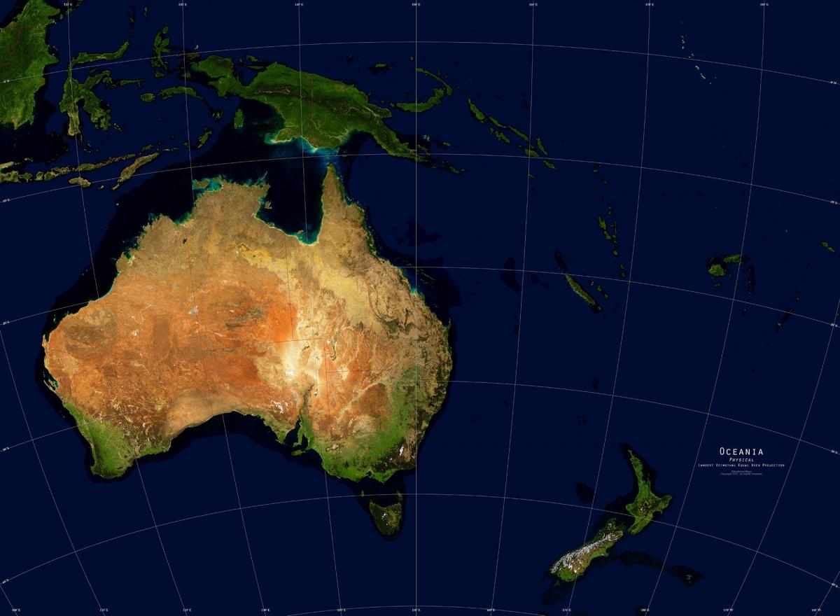 Mapa de vista del cielo de Australia