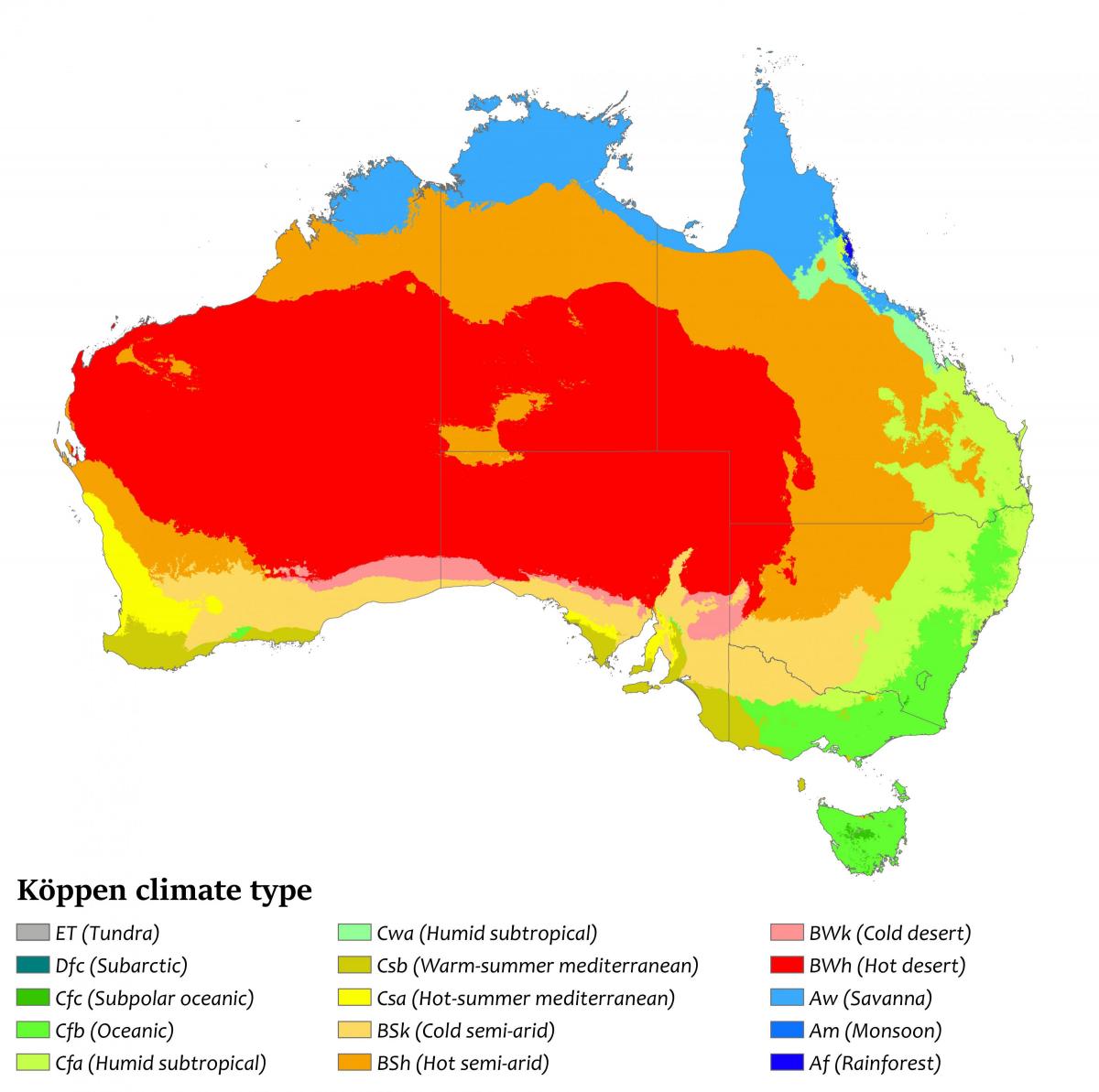Mapa de temperatura de Australia