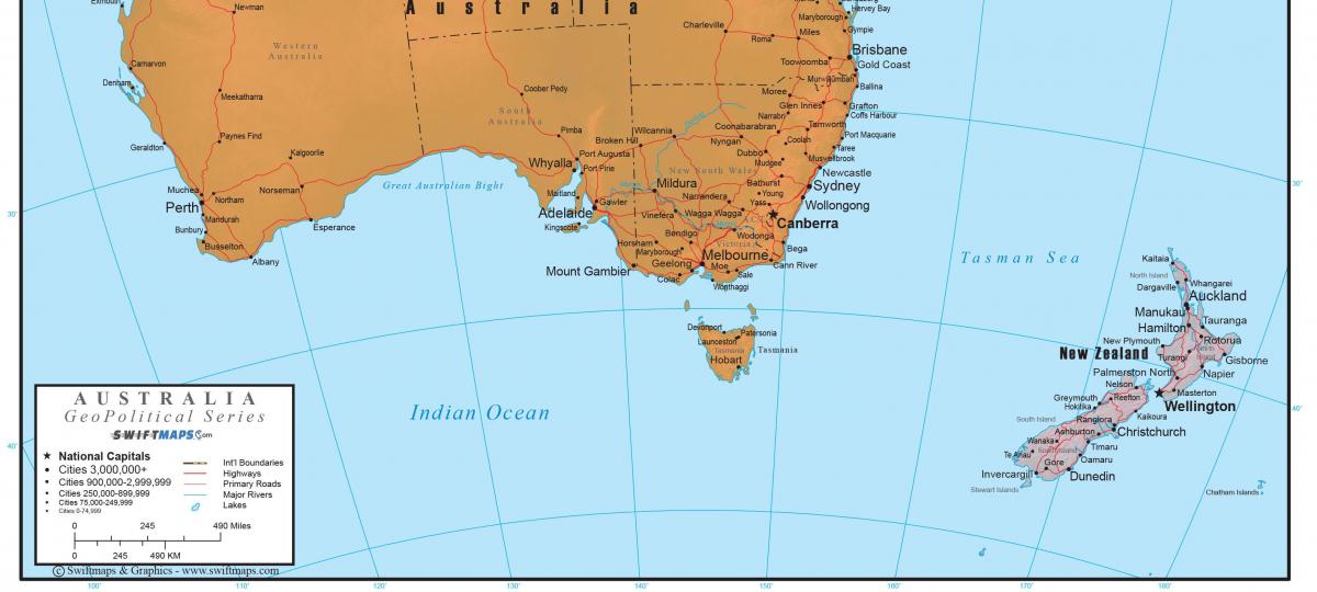Mapa del sur de Australia