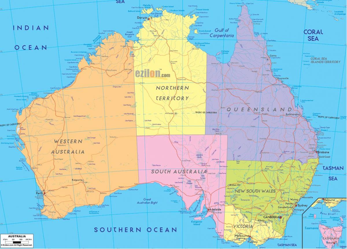 Mapa administrativo de Australia